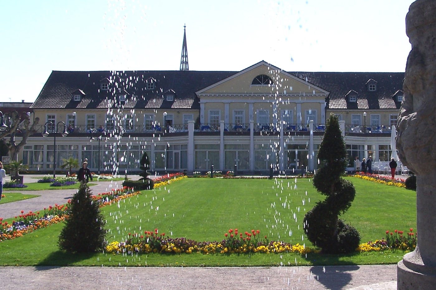 Classicist Kurhaus in Bad Dürkheim seen across the Kurpark lawn